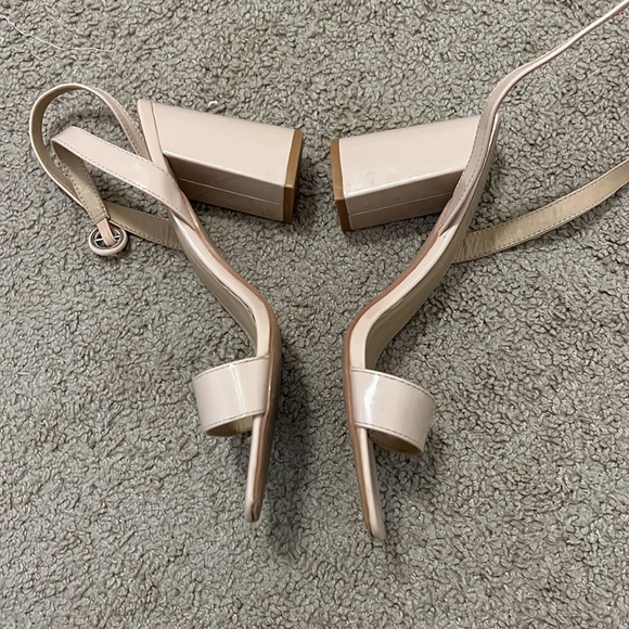 ASOS RAID Wink Blush Patent Square Toe Block Heeled Sandals - Picture 7 of 9